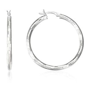 40mm .925 STERLING SILVER ROUND DC HOOP EARRINGS